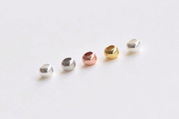 S990 Pure Silver Vermeil Seamless Round Loose Beads Smooth Spacer Beads 4mm Set of 20