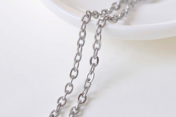 16ft (5m) of Stainless Steel Flat Oval Cable Chain 3x4mm