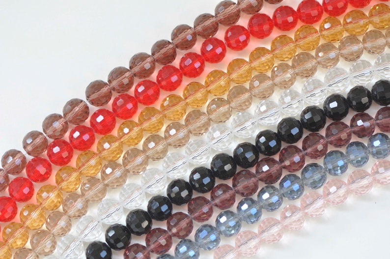 One Strand 96 Facets Glass Beads Crystal Disc Ball 6mm/8mm/10mm/12mm