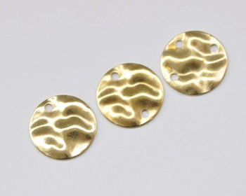 100 pcs Raw Brass Textured Round Blank Disc Charms One/Two/Three Holes Version