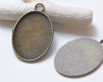 6 pcs of Antique Bronze Oval Cameo Base Settings Match 30x40mm Cabochon