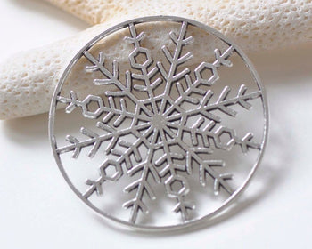 6 pcs Antique Silver Large Cut Out Snowflake Ring Charm Pendants 47mm A7588