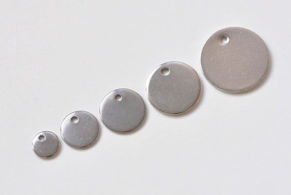 20 pcs Stainless Steel Round Blank Disc Charms 6mm-15mm