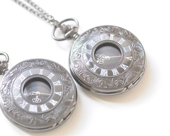Large Black Cover Round Pocket Watch Pendant Set of 1 A6641