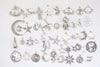 Antique Silver Galaxy Star Moon Sun Universe Themed Charms Mixed Styles Set of 50