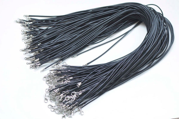 Black Wax Cord Necklaces With lobser Clasp 1mm/1.5mm