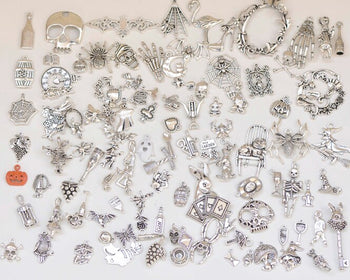 Antique Silver Alice in Wonderland Charms Mixed Styles Set of 106