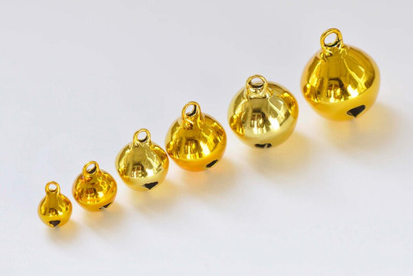 10 pcs Shiny Gold Jingle Bells Dog Pet Charms Drops Pendants 6mm-25mm