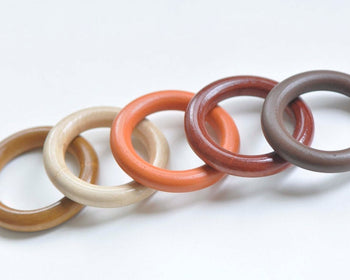 10 pcs Varnished Wood Color/Brown Wooden Rings 50mm