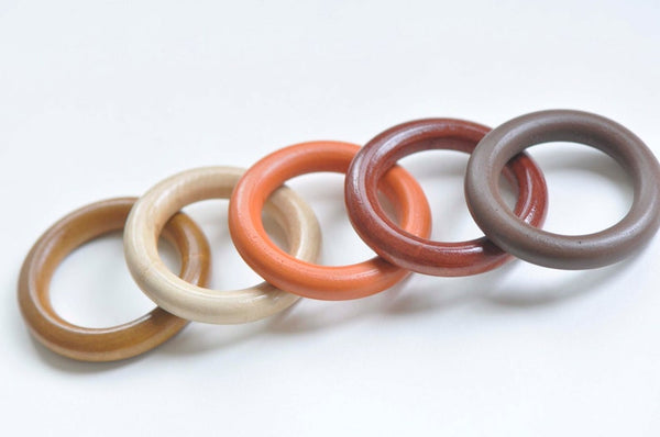 10 pcs Varnished Wood Color/Brown Wooden Rings 50mm