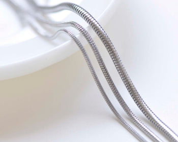 6.6ft (2m) of Stainless Steel Round Snake Cobra Chain 1.2mm/1.5mm/2.4mm/3.2mm