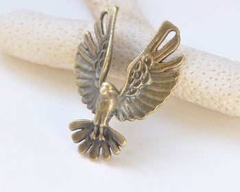 Flying Bird Connector Antique Bronze Eagle Hummingbird Pendants Set of 10 A4841