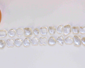 10 pcs Irregular Shape Clear Glass Cabochon Water Wave Flat Back Cabs