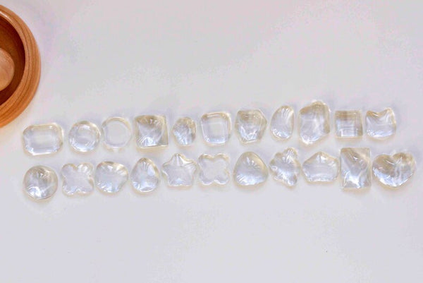 10 pcs Irregular Shape Clear Glass Cabochon Water Wave Flat Back Cabs