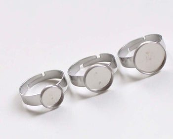 4 pcs Stainless Steel Adjustable Ring Blanks Size 6mm-25mm