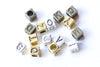 Antique Bronze/Silver/Gold Alphabet Large Hole Square Initial Letter Beads