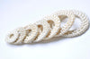 2 pcs Bleached White Round Rattan Earring Pendant Circle Wooden Straw Findings