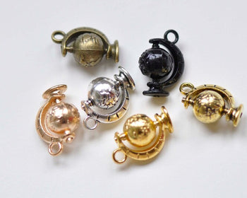 10 pcs Rotating Globe Geography Charms Pendants 12.5x17mm Various Colors