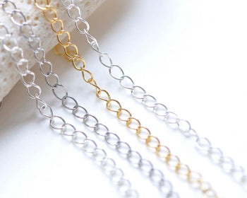 Polished 925 Sterling Silver Curb Chain 2.5mm Silver/Gold/Platinum