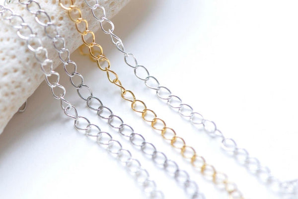 Polished 925 Sterling Silver Curb Chain 2.5mm Silver/Gold/Platinum