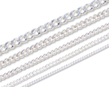 Polished 925 Sterling Silver Curb Chain 1-4mm
