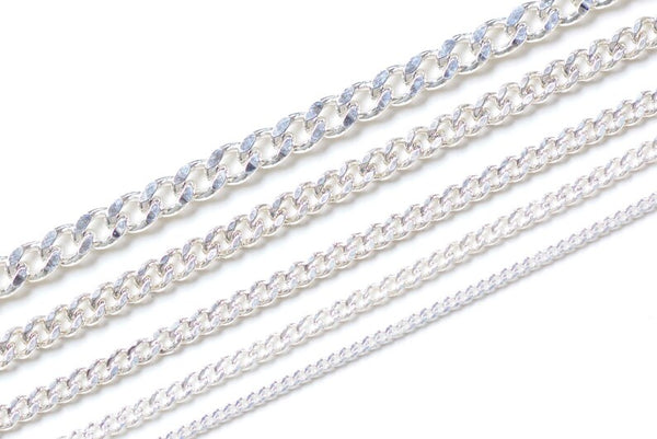 Polished 925 Sterling Silver Curb Chain 1-4mm