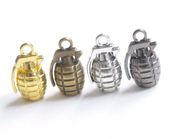 10 pcs Antique Bronze/Silver Grenade Weapon Charms Pendants 23mm