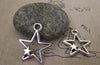 20 pcs Antique Silver Double Star Charms 22x26mm A5196