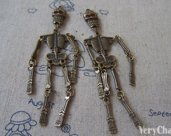 4 pcs of Antique Bronze Flexible Skeleton Charms Pendant A4366