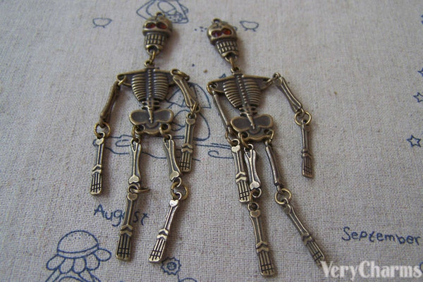 4 pcs of Antique Bronze Flexible Skeleton Charms Pendant A4366