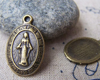 10 pcs Antique Bronze Catholic Miraculous Maria Medal Charms A3409