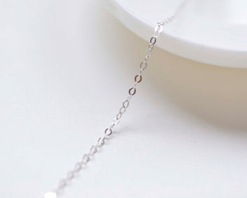 3.3 ft (1m) Polished 925 Sterling Silver Flat Oval Cable Chain Size 1.75mm