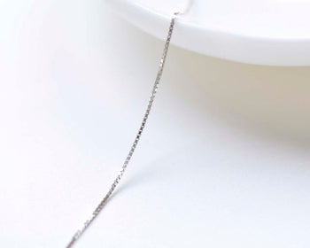 Polished 925 Sterling Silver Box Chain Link Size 0.6mm/0.8mm/1mm