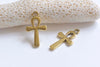 Antique Bronze/Silver/Gold Egyptian Ankh Cross Charms 13x22mm Set of 10