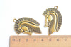 10 pcs Antique Gold Fancy Horse Head Pendants Charms 25x40mm