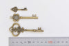 Antique Bronze Skeleton Key Charms Pendants Collection Mixed Style Set of 38  A8546