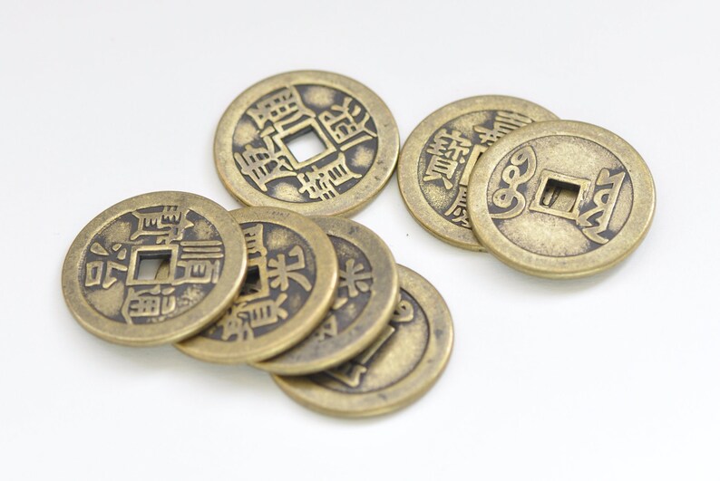 10 pcs Antiqued Bronze SUPER Thick Traditional Chinese Qing Dynasty Coin Charms A7967