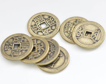 10 pcs Antiqued Bronze SUPER Thick Traditional Chinese Qing Dynasty Coin Charms A7967