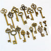 Antique Bronze Skeleton Key Charms Pendants Collection Mixed Style Set of 19  A6671