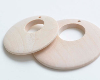 10 pcs Unfinished Round Wood Chips Earring Pendants Beads Findings