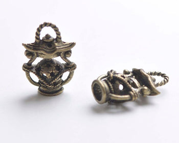 Antique Bronze 3D Filigree Lantern Pendant Charms 16x24mm Set of 10