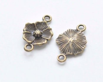 20 pcs Antique Bronze Flower Connectors 15x25mm A4948