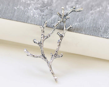 Antique Silver Twig Pendants Branch Connectors Set of 10 A8417