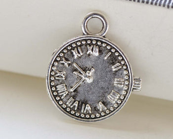 Antique Silver Mechanical Clock Charms Watch Pendants Set of 20 A8421