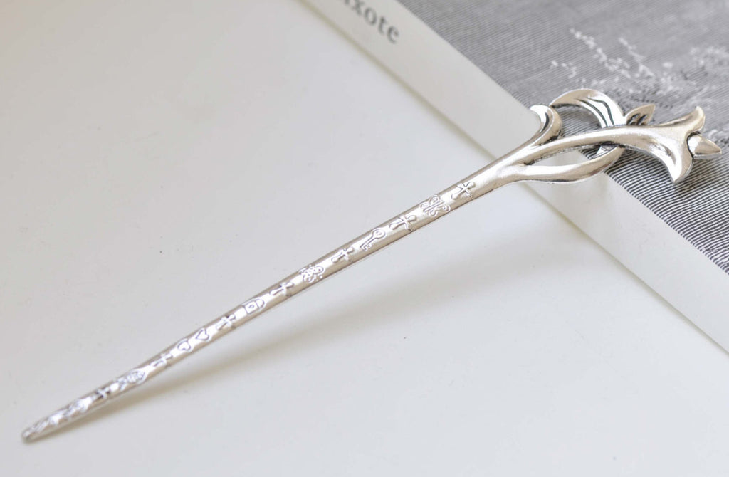 Antique Silver Tulip Flower Hairpin Bookmark Set of 5 A8429