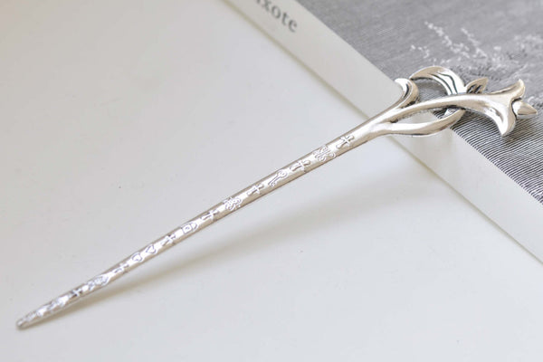 Antique Silver Tulip Flower Hairpin Bookmark Set of 5 A8429