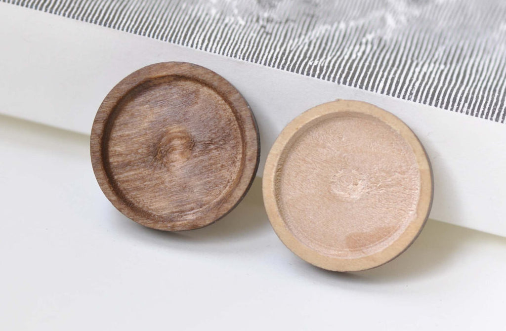 Round Wooden Pendant Tray Blank Setting 20mm Cabochon Set of 10