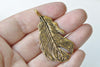 5 pcs Antique Gold Lovely Feather Charms Pendants 25x49mm A8544