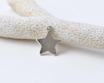 Antique Silver Blank Star Celestial Charms Pendants Set of 20 A8548