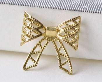 10 pcs Raw Brass Bowtie Knot Embellishment Stamping A8553
